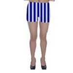 Vertical Stripes - White and Dark Blue Skinny Shorts