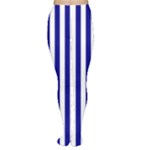 Vertical Stripes - White and Dark Blue Women s Tights