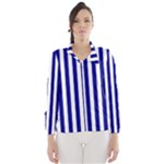 Vertical Stripes - White and Dark Blue Wind Breaker (Women)