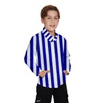 Vertical Stripes - White and Dark Blue Wind Breaker (Kids)