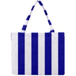 Vertical Stripes - White and Dark Blue Mini Tote Bag