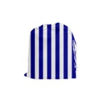Vertical Stripes - White and Dark Blue Drawstring Pouch (M)