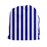 Vertical Stripes - White and Dark Blue Drawstring Pouch (XXl)