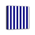 Vertical Stripes - White and Dark Blue Mini Canvas 4  x 4  (Stretched)