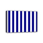 Vertical Stripes - White and Dark Blue Mini Canvas 6  x 4  (Stretched)