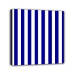 Vertical Stripes - White and Dark Blue Mini Canvas 6  x 6  (Stretched)
