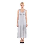 Vertical Stripes - White and Light Gray Full Print Maxi Dress