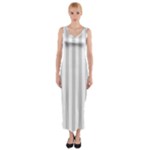Vertical Stripes - White and Light Gray Fitted Maxi Dress