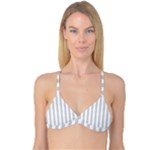 Vertical Stripes - White and Light Gray Reversible Tri Bikini Top