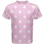 Polka Dots - White on Classic Rose Pink Men s Cotton Tee