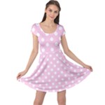 Polka Dots - White on Classic Rose Pink Cap Sleeve Dress