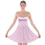 Polka Dots - White on Classic Rose Pink Strapless Bra Top Dress