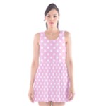 Polka Dots - White on Classic Rose Pink Scoop Neck Skater Dress