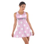 Polka Dots - White on Classic Rose Pink Cotton Racerback Dress