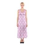 Polka Dots - White on Classic Rose Pink Full Print Maxi Dress
