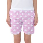 Polka Dots - White on Classic Rose Pink Women s Basketball Shorts