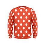 Polka Dots - White on Tomato Red Kid s Sweatshirt