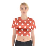 Polka Dots - White on Tomato Red Cotton Crop Top
