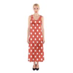 Polka Dots - White on Tomato Red Full Print Maxi Dress