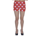 Polka Dots - White on Tomato Red Skinny Shorts
