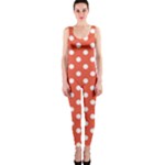 Polka Dots - White on Tomato Red OnePiece Catsuit