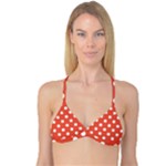 Polka Dots - White on Tomato Red Reversible Tri Bikini Top