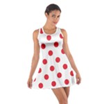 Polka Dots - Alizarin Red on White Cotton Racerback Dress