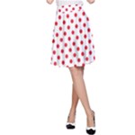 Polka Dots - Alizarin Red on White A-Line Skirt