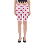 Polka Dots - Alizarin Red on White Yoga Cropped Leggings