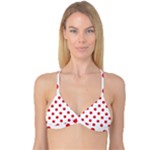 Polka Dots - Alizarin Red on White Reversible Tri Bikini Top