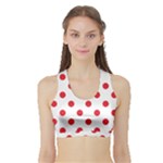 Polka Dots - Alizarin Red on White Women s Sports Bra with Border
