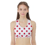Polka Dots - Alizarin Red on White Women s Reversible Sports Bra with Border