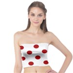Polka Dots - Dark Candy Apple Red on White Tube Top