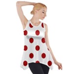 Polka Dots - Dark Candy Apple Red on White Side Drop Tank Tunic