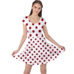 Polka Dots - Dark Candy Apple Red on White Cap Sleeve Dress
