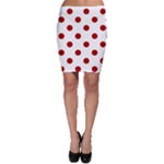 Polka Dots - Dark Candy Apple Red on White Bodycon Skirt