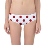 Polka Dots - Dark Candy Apple Red on White Classic Bikini Bottoms