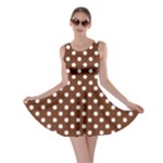 Polka Dots - White on Auburn Brown Skater Dress