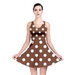 Polka Dots - White on Auburn Brown Reversible Skater Dress