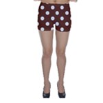 Polka Dots - White on Auburn Brown Skinny Shorts