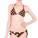 Polka Dots - White on Auburn Brown Bikini Set