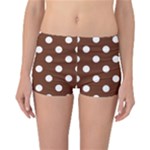 Polka Dots - White on Auburn Brown Reversible Boyleg Bikini Bottoms