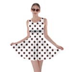 Polka Dots - Dark Sienna Brown on White Skater Dress