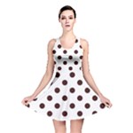 Polka Dots - Dark Sienna Brown on White Reversible Skater Dress