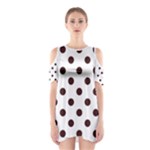 Polka Dots - Dark Sienna Brown on White Women s Cutout Shoulder Dress