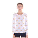 Polka Dots - Sunset Orange on White Women s Long Sleeve T-shirt
