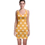 Polka Dots - White on Pastel Orange Bodycon Dress