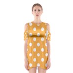 Polka Dots - White on Pastel Orange Women s Cutout Shoulder Dress