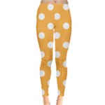 Polka Dots - White on Pastel Orange Women s Leggings
