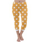 Polka Dots - White on Pastel Orange Capri Winter Leggings